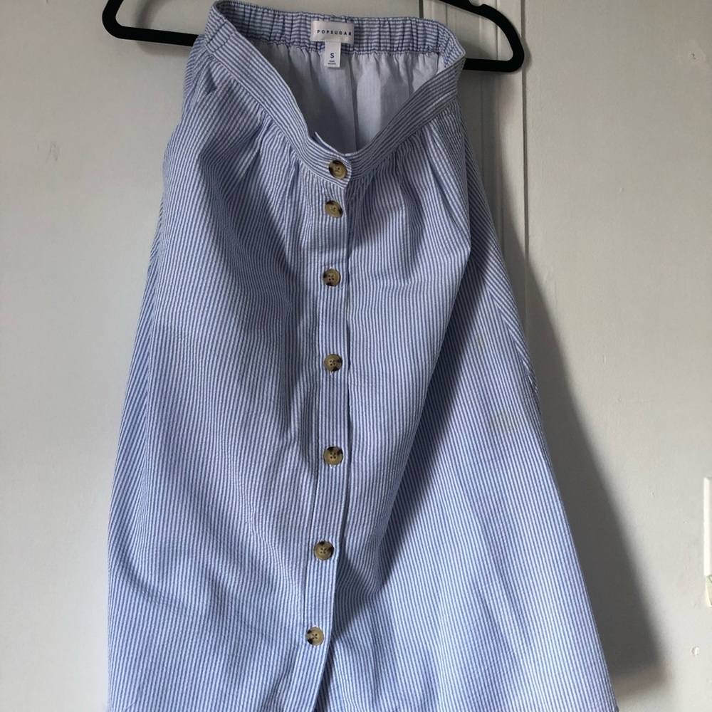 Original pop sugar blue striped midi skirt